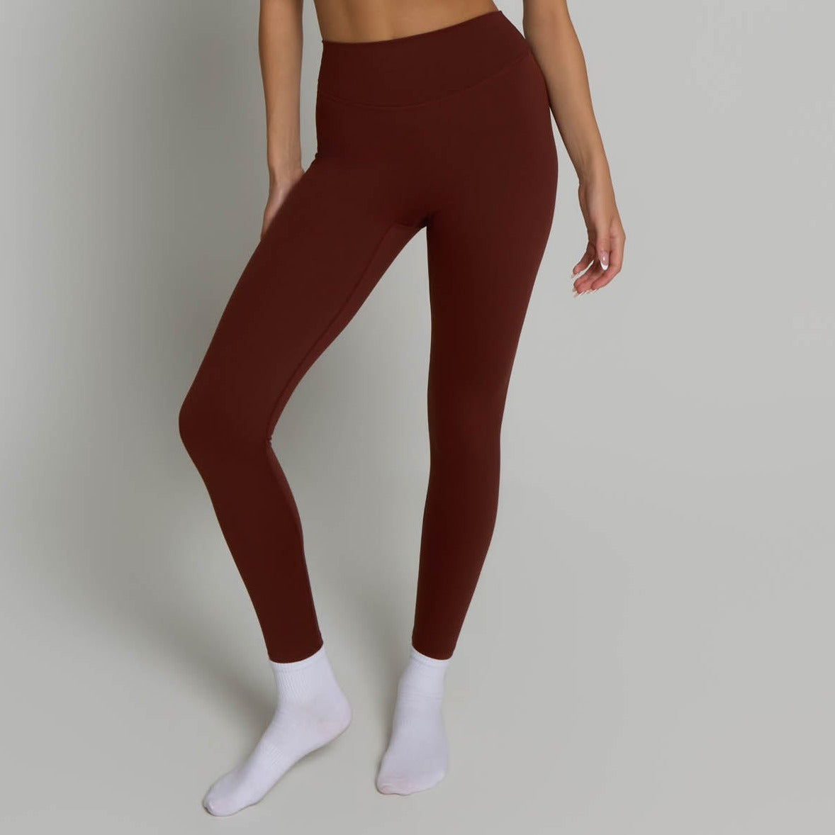 High Waisted Leggings - Chocolate Brown
