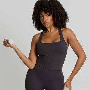 Core Racer Back Tank | Charcoal Grey