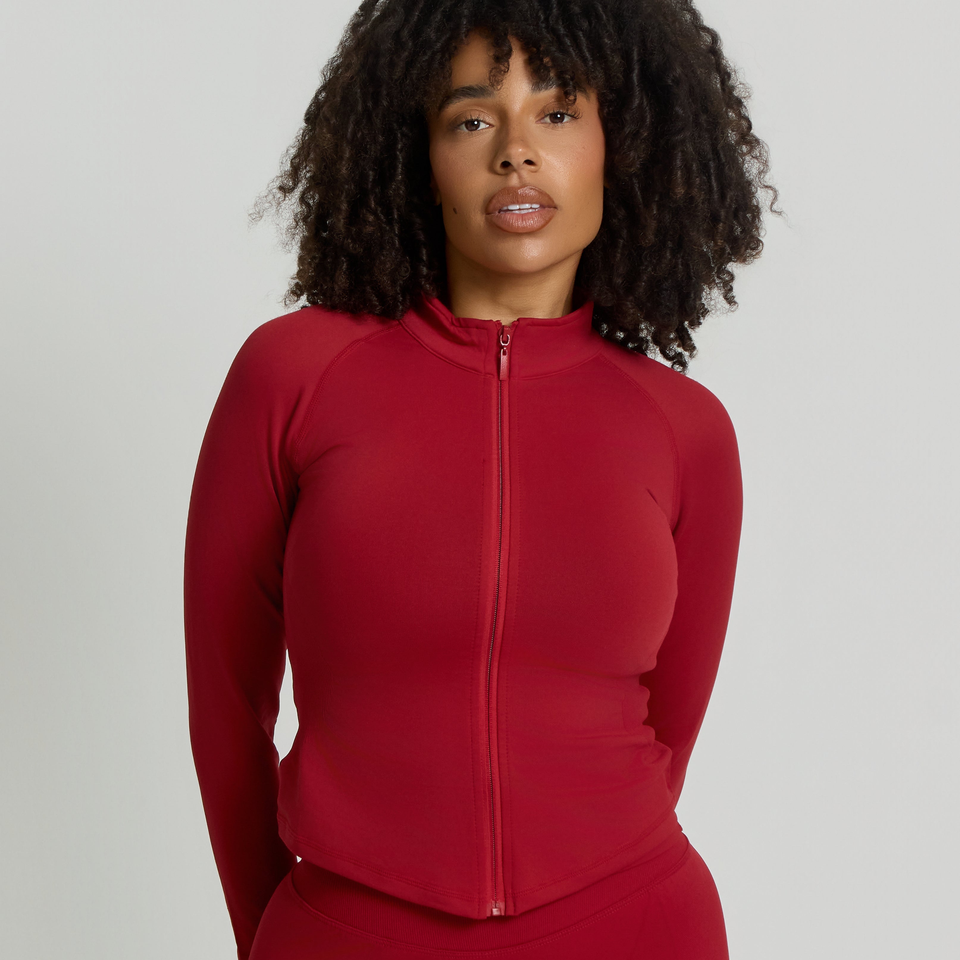 SuperSculpt Jacke mit Reißverschluss | Kirschrot