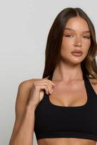 Halter Sports Bra - Shadow Black