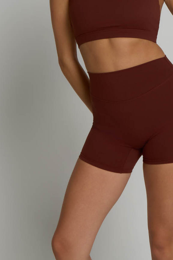 High-Waisted Shorts - Chocolate Brown