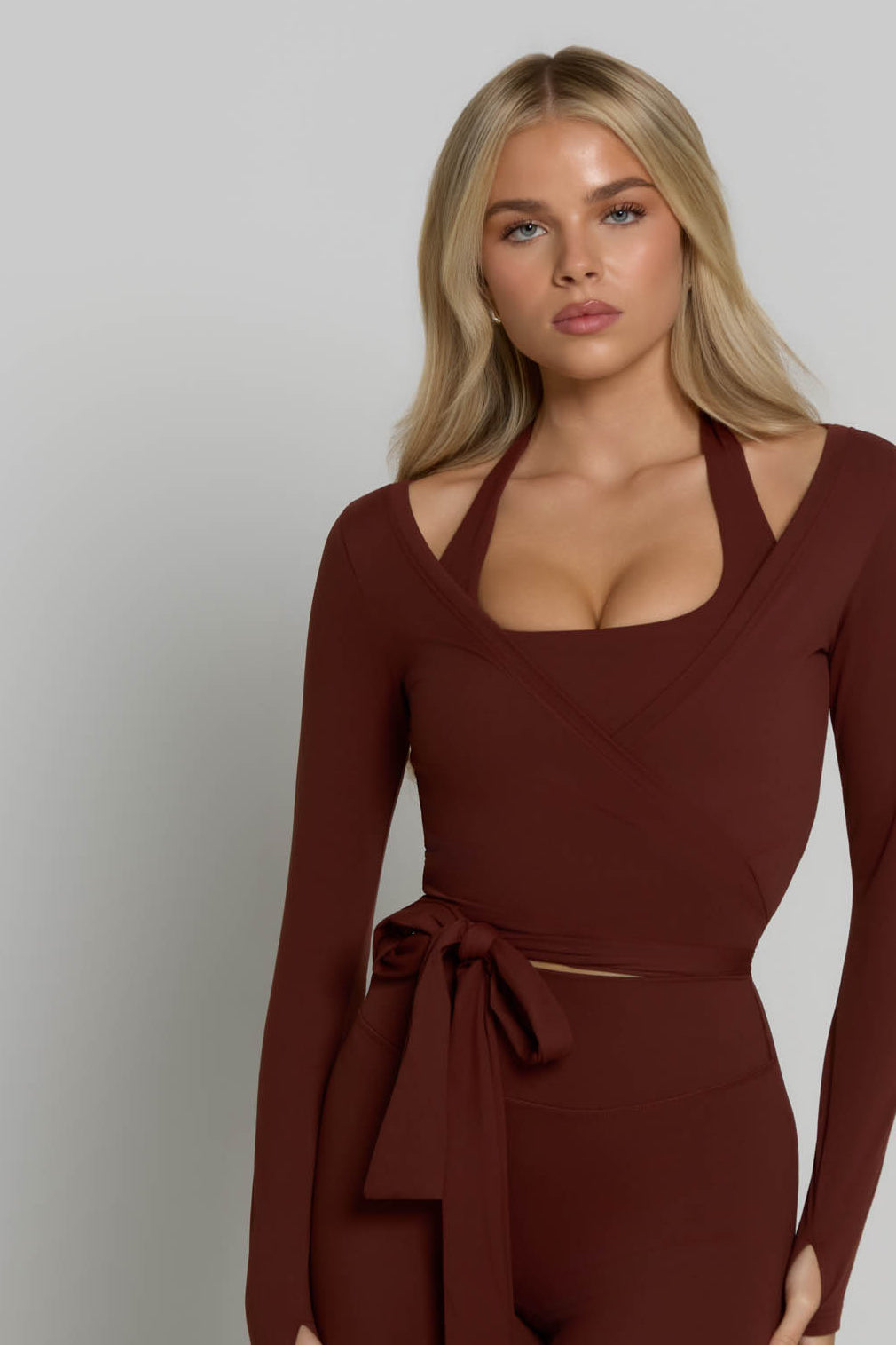 Ballet Wrap Top - Chocolate Brown