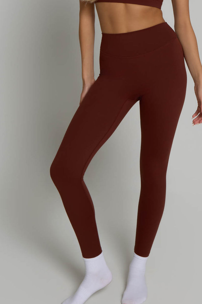 High Waisted Leggings - Chocolate Brown