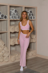 Flow Wrap-Over High Waisted Flared Leggings | Blush Pink - SALE