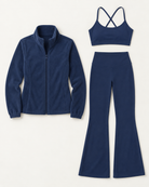 core-bra-flares-fleece-set-navy-blue flat lay
