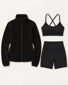 core-bra-shorts-fleece-set-shadow-black flat lay
