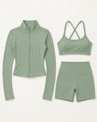 core-bra-shorts-zip-up-jacket-set-matcha-green flat lay