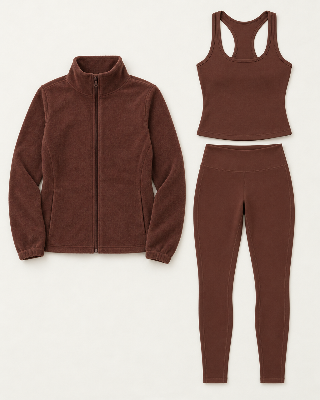 core-tank-leggings-fleece-set-espresso flat lay