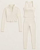 core-tank-leggings-zip-up-jacket-set-ivory-white flat lay