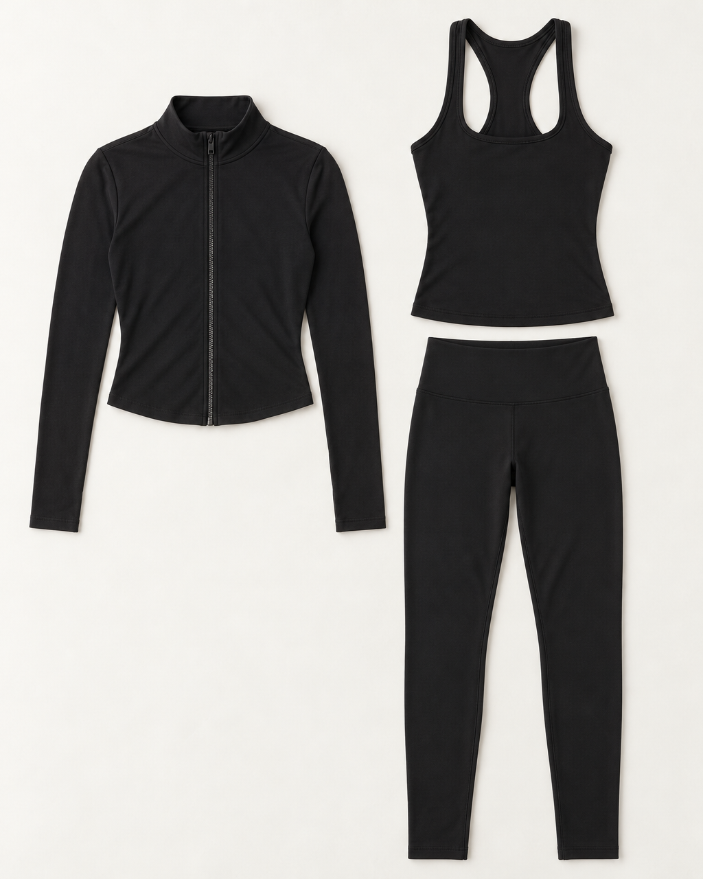 core-tank-leggings-zip-up-jacket-set-shadow-black flat lay