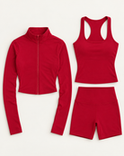 core-tank-shorts-zip-up-jacket-set-cherry-red flat lay
