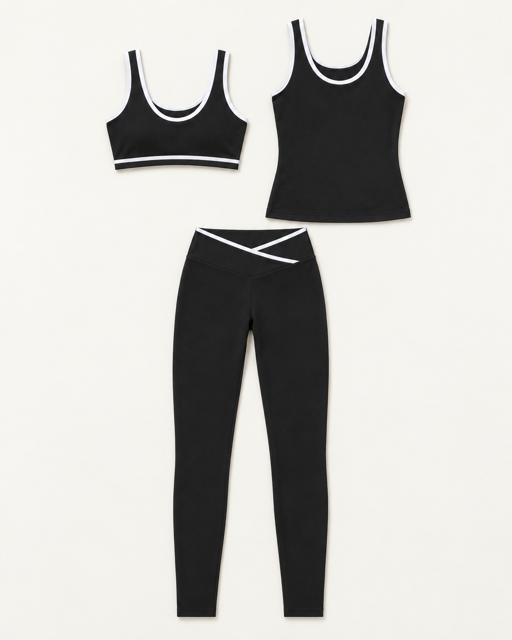 flow-bra-tank-leggings-set-shadow-black flat lay