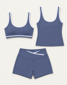 flow-bra-tank-shorts-set-slate-blue flat lay