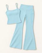 Square Neck Vest & Flares Set - Powder Blue flat lay