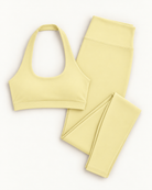 Halter Bra & Leggings Set - Buttercream flat lay