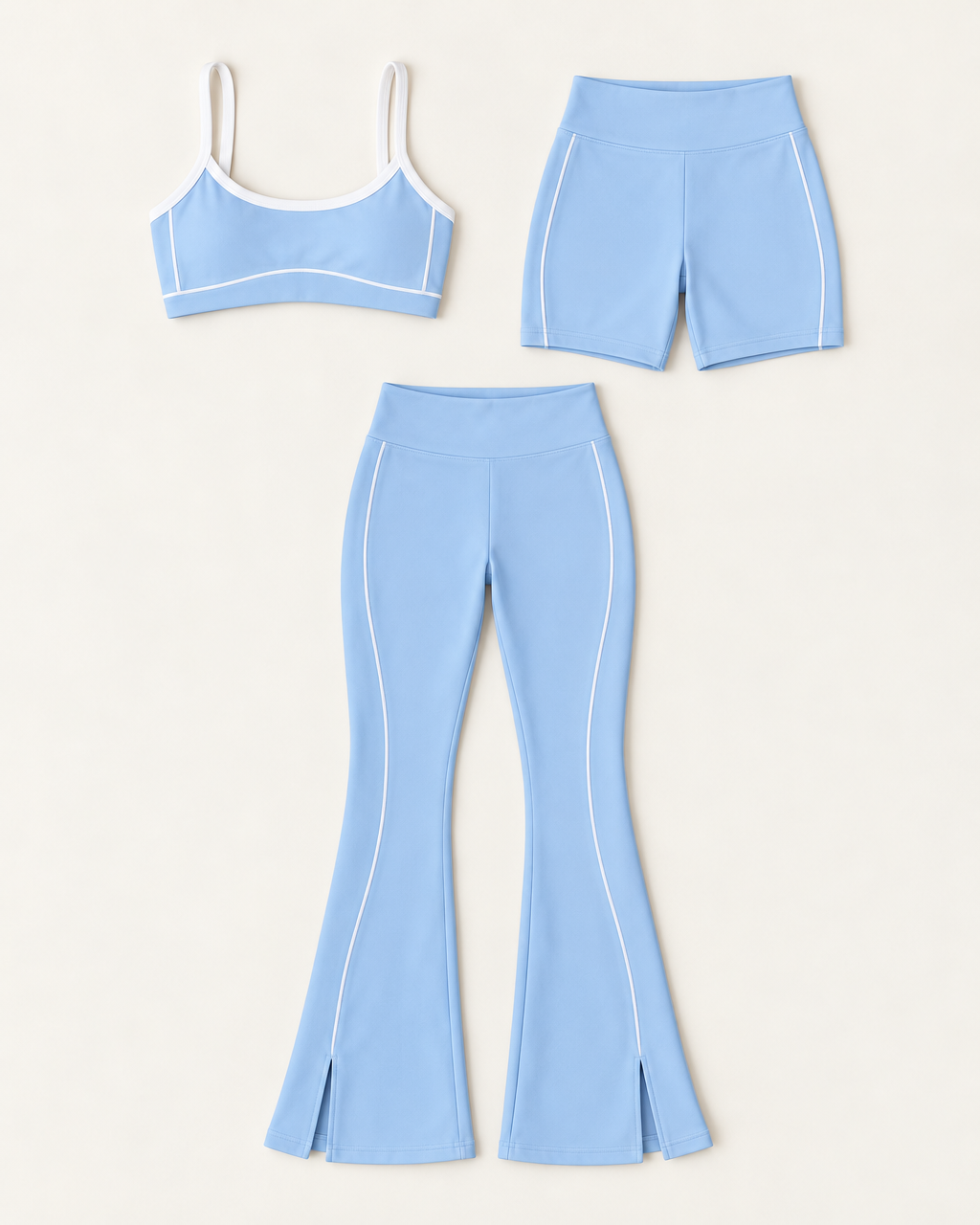 Contrast 3-Piece Set Sky Blue flat lay