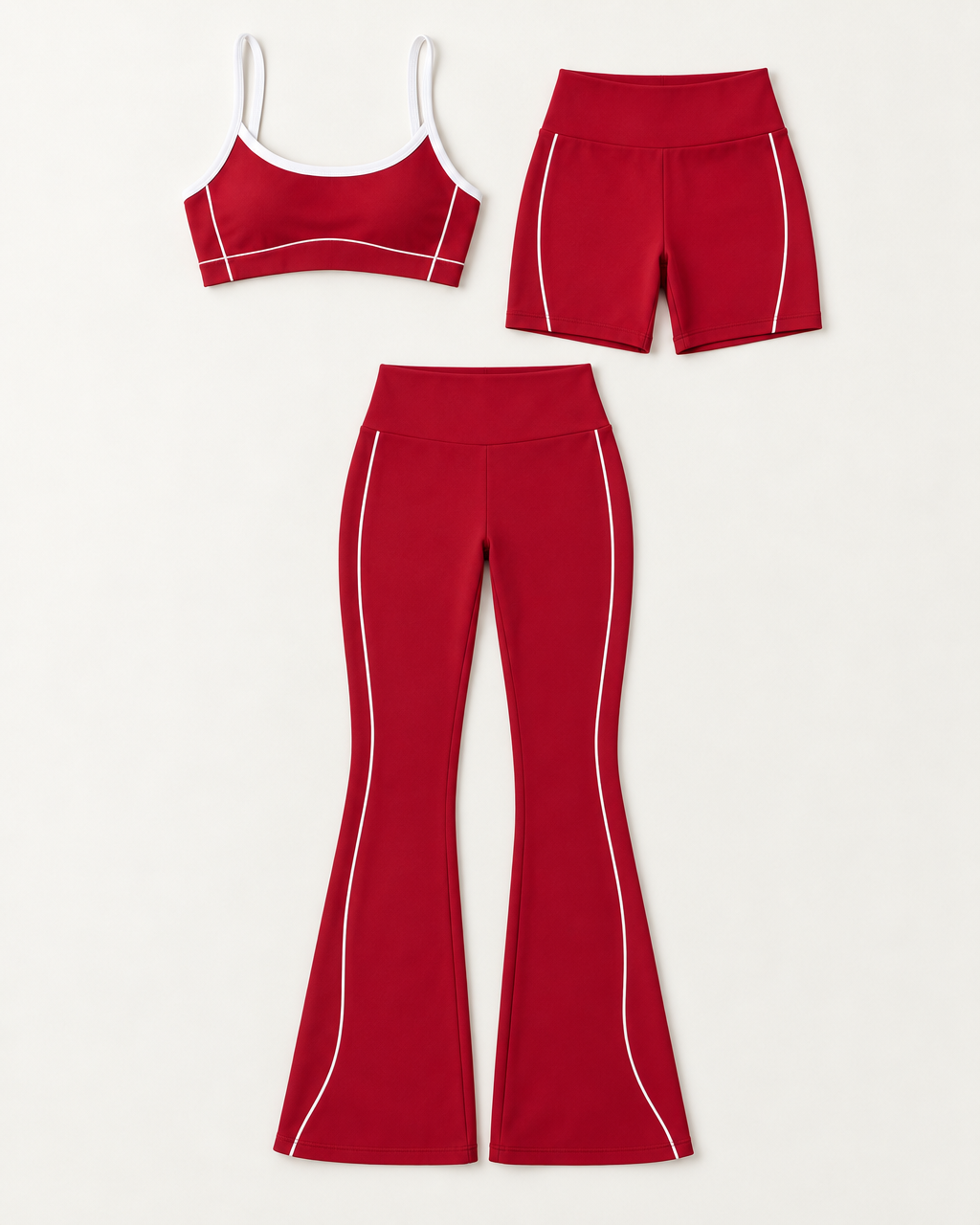 Contrast 3-Piece Set Cherry Red flat lay