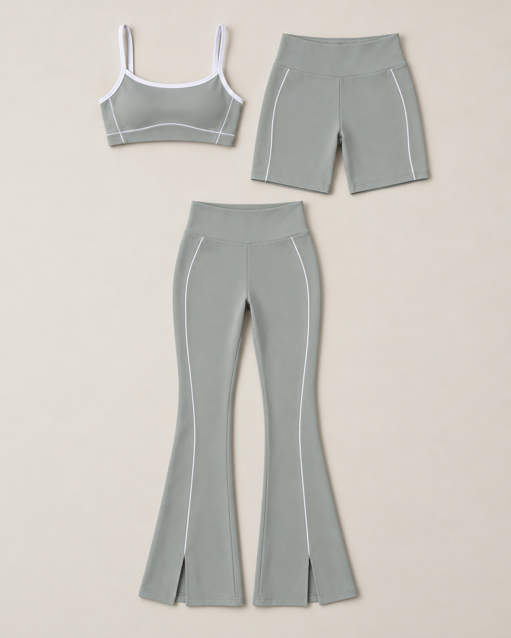 Contrast 3-Piece Set Light Grey flat lay