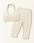 Halter Bra & Capris Set - Ivory White flat lay