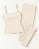 Square Neck Vest & Leggings Set - Ivory White flat lay