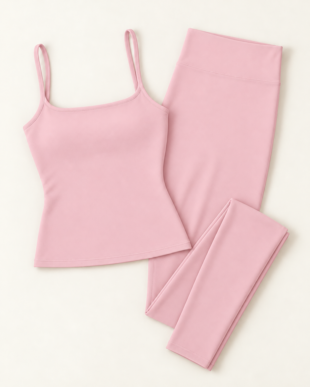 Square Neck Vest & Leggings Set - Ballet Pink flat lay