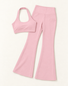 Halter Bra & Flares Set - Ballet Pink flat lay