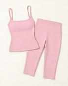 Square Neck Vest & Capris Set - Ballet Pink flat lay