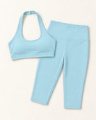 Halter Bra & Capris Set - Powder Blue flat lay