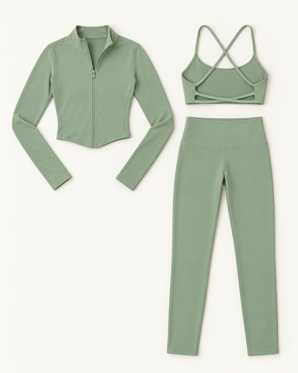 Core 3-Piece Set Matcha Green flat lay