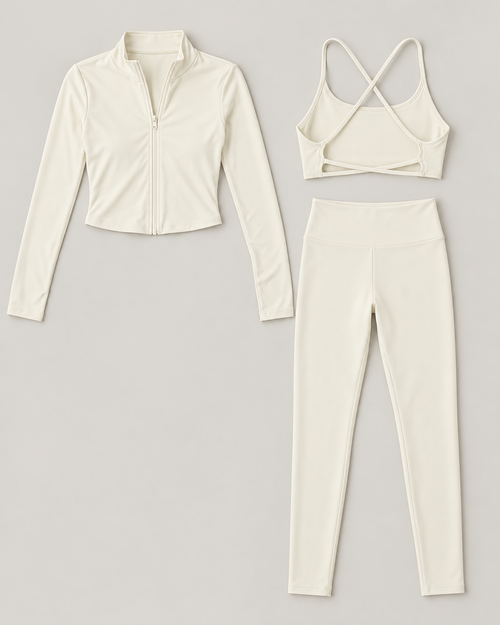 Core 3-Piece Set Ivory White flat lay