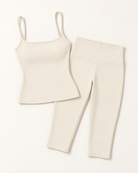 Square Neck Vest & Capris Set - Ivory White flat lay