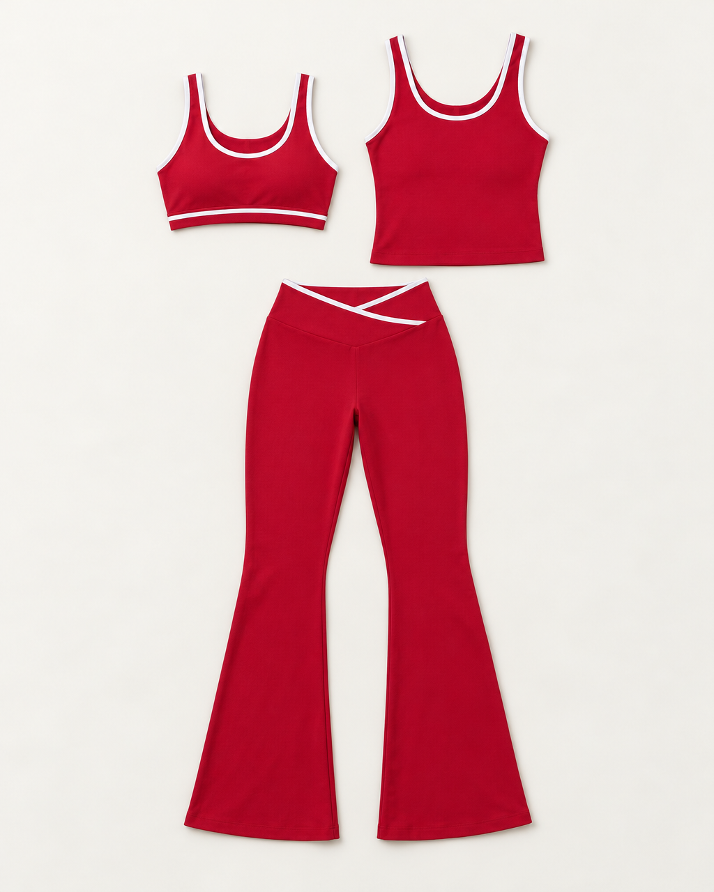 Flow 3-Piece Set Cherry Red flat lay