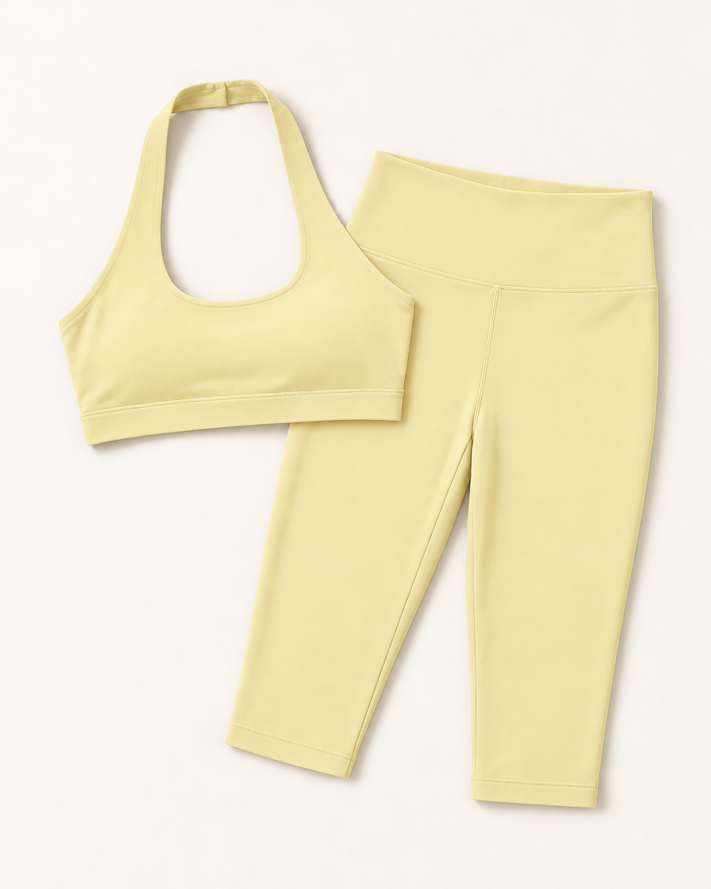 Halter Bra & Capris Set - Buttercream flat lay