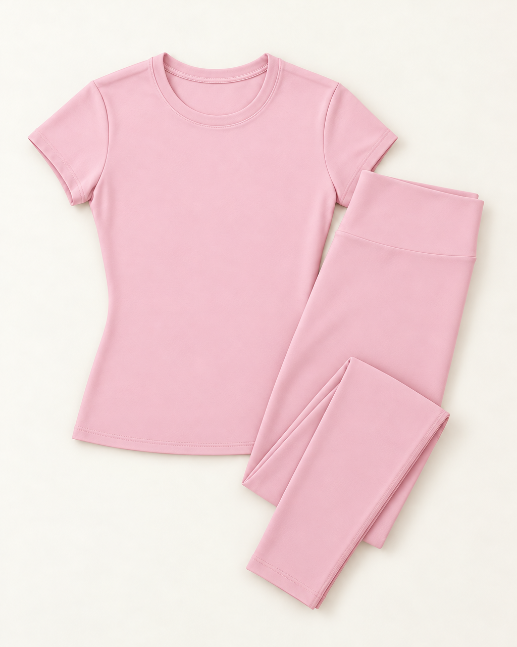 Fitted Tee & Leggings Set - Ballet Pink flat lay