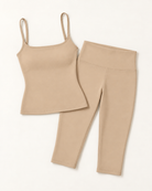 Square Neck Vest & Capris Set - Tan flat lay