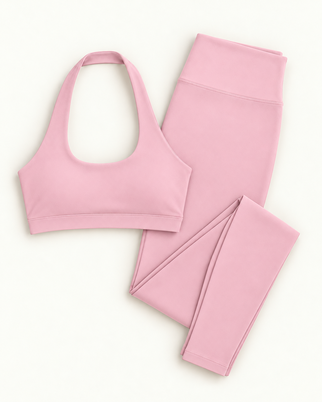 Halter Bra & Leggings Set - Ballet Pink flat lay