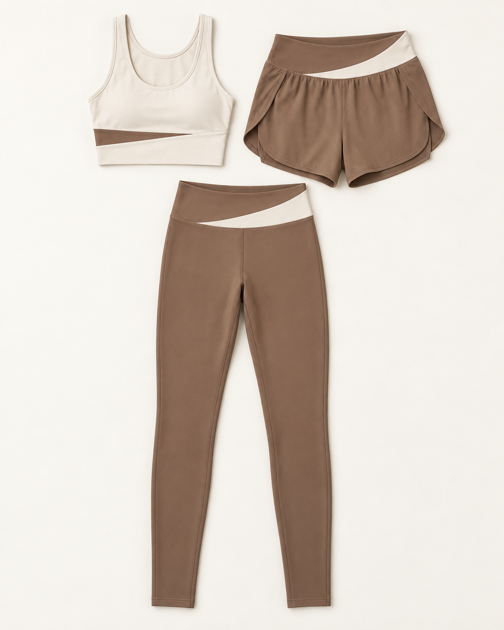 Contour 3-Piece Set Mocha with Oat flat lay