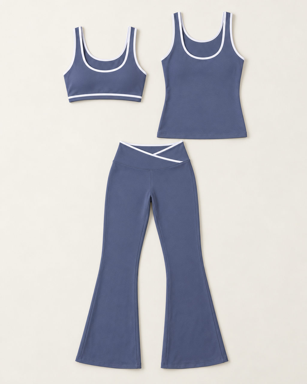 Flow 3-Piece Set Slate Blue flat lay