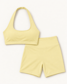 Halter Bra & Shorts Set - Buttercream flat lay