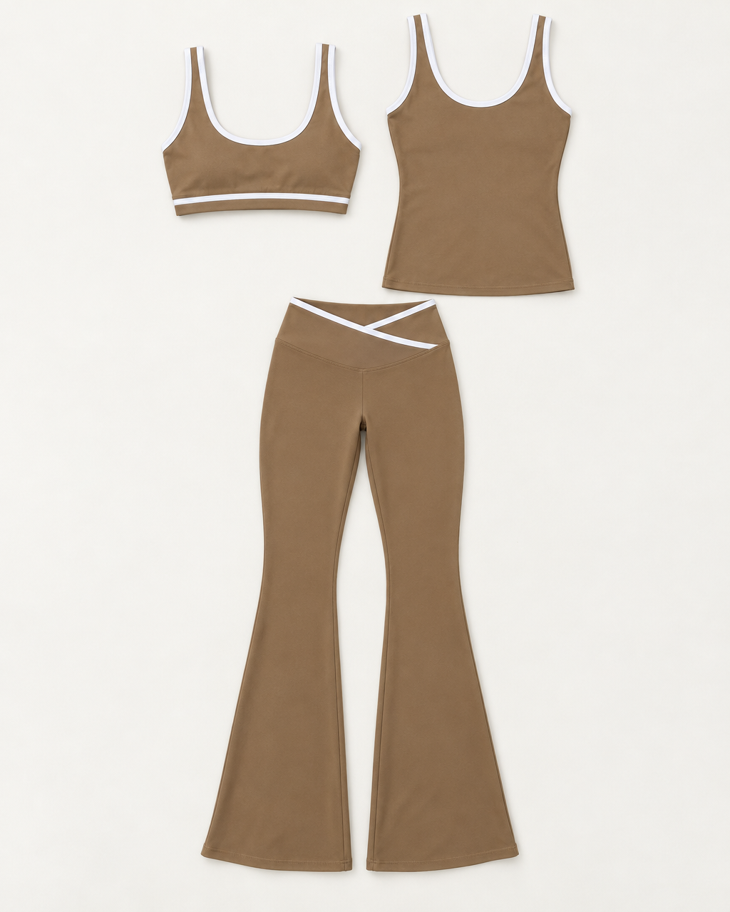 Flow 3-Piece Set Mocha Brown flat lay