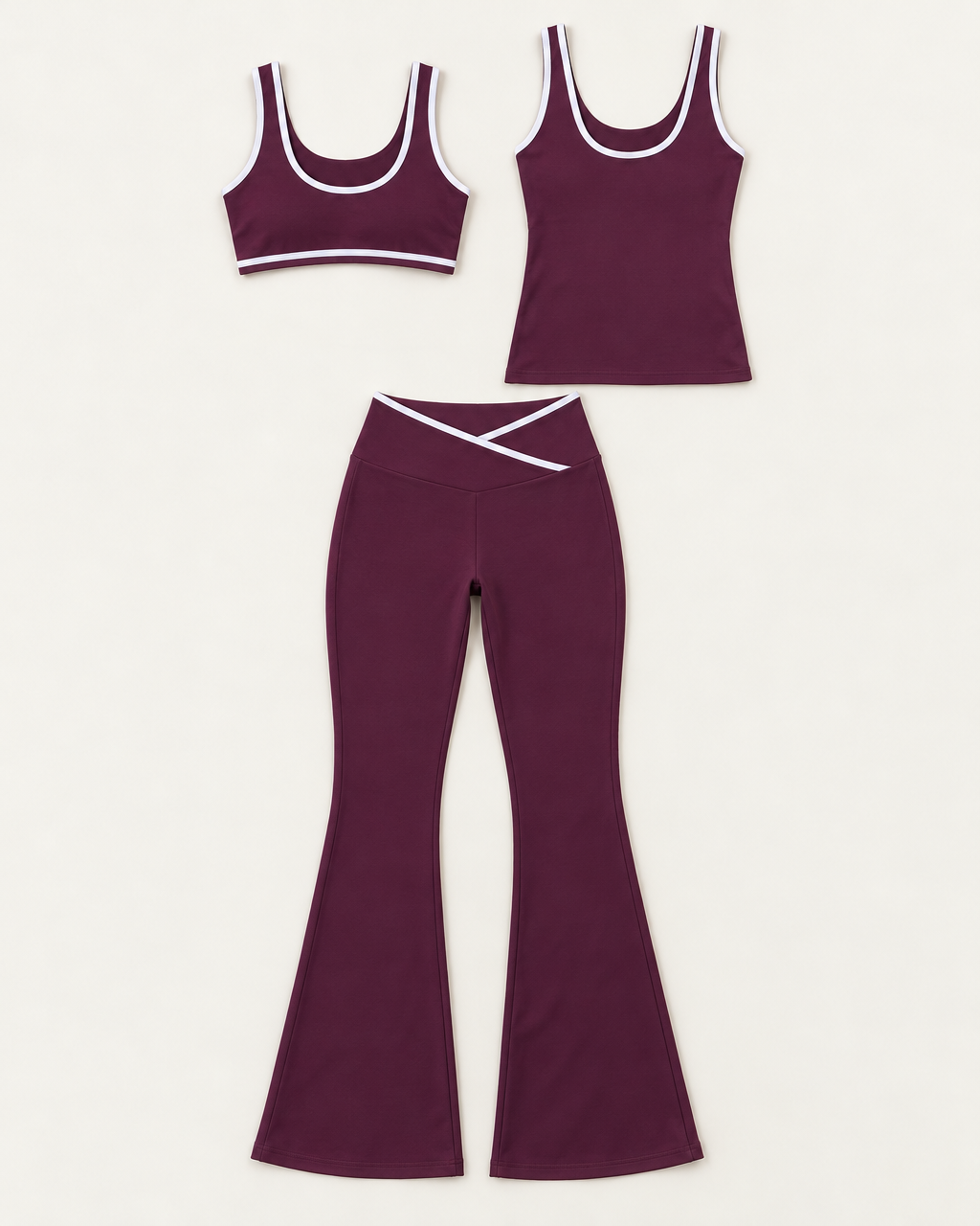 Flow 3-Piece Set Plum flat lay