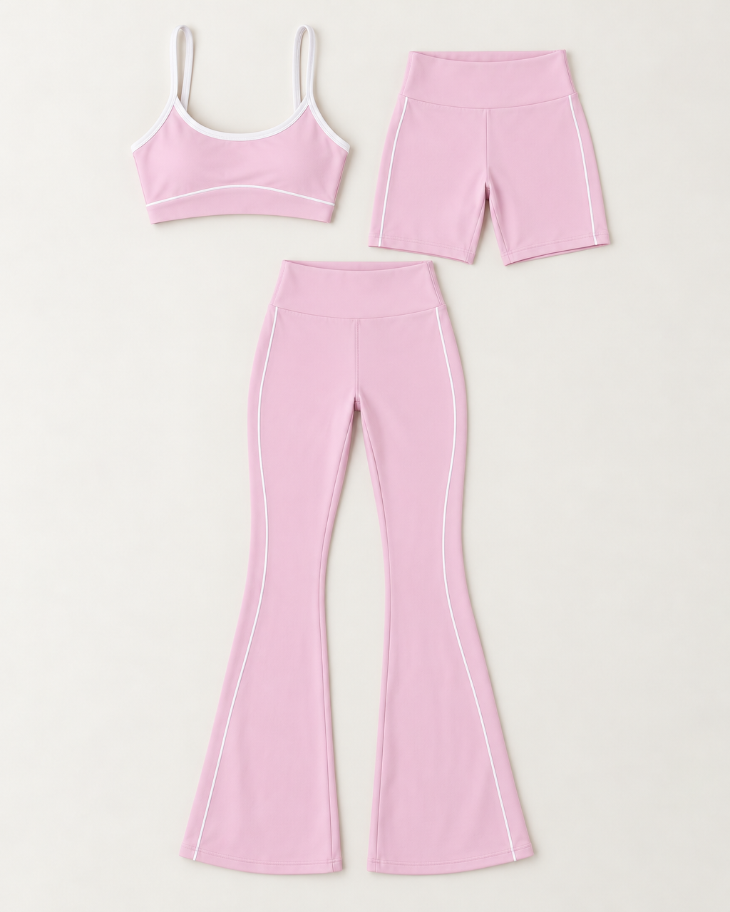 Contrast 3-Piece Set Dusty Pink flat lay