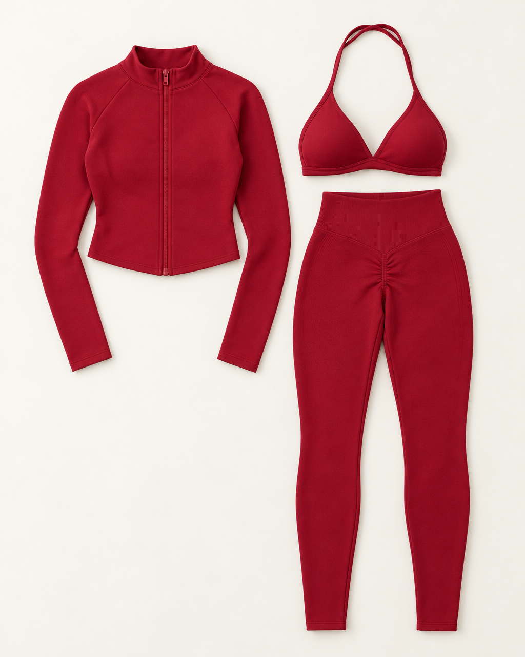 SuperSculpt 3-Piece Set Cherry Red flat lay
