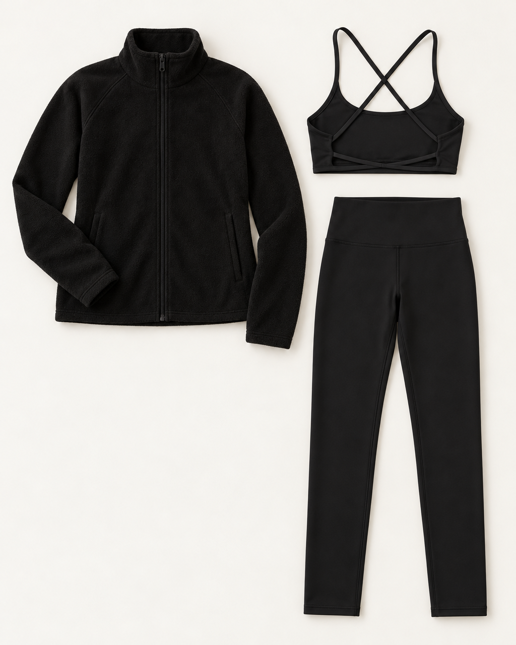 Core Fleece 3-Piece Set Shadow Black flat lay