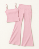 Square Neck Vest & Flares Set - Ballet Pink flat lay