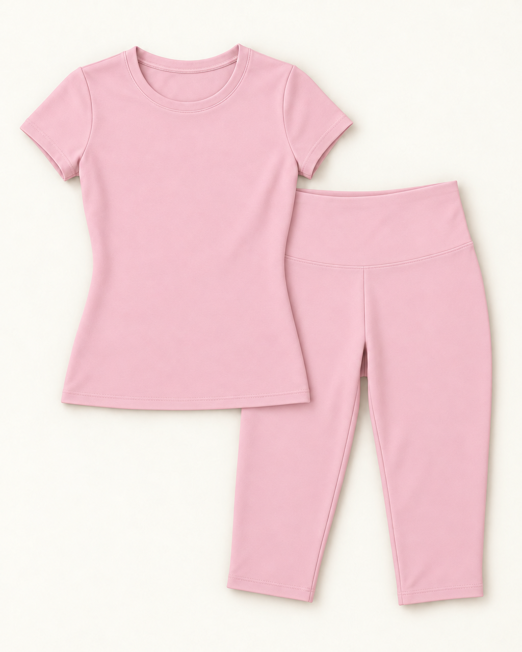 Fitted Tee & Capris Set - Ballet Pink flat lay