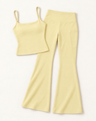 Square Neck Vest & Flares Set - Buttercream flat lay