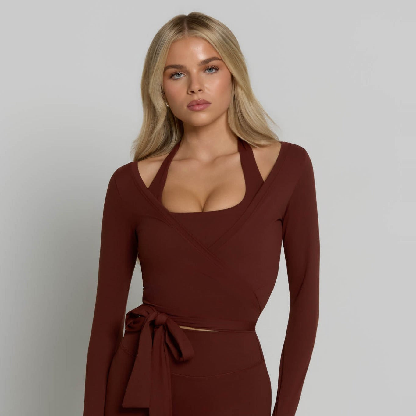 Ballet Wrap Top - Chocolate Brown