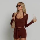 Ballet Wrap Top - Chocolate Brown