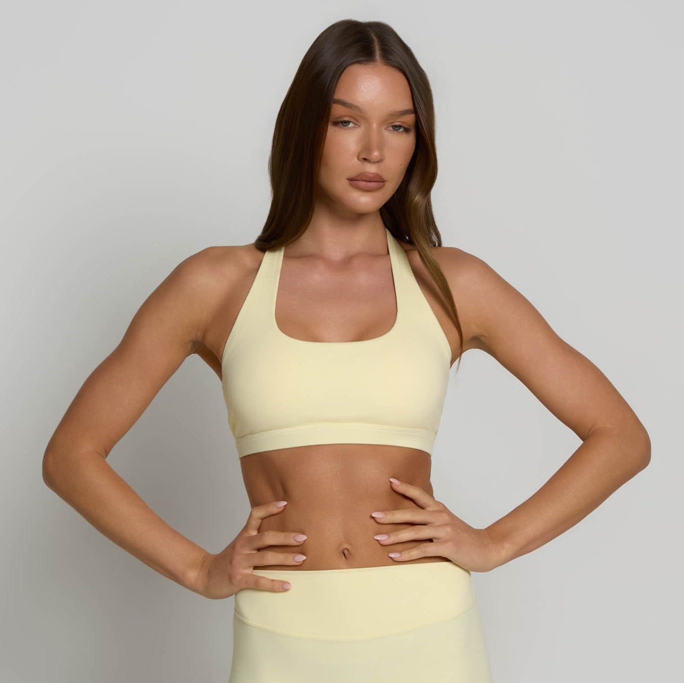 Halter Sports Bra - Buttercream